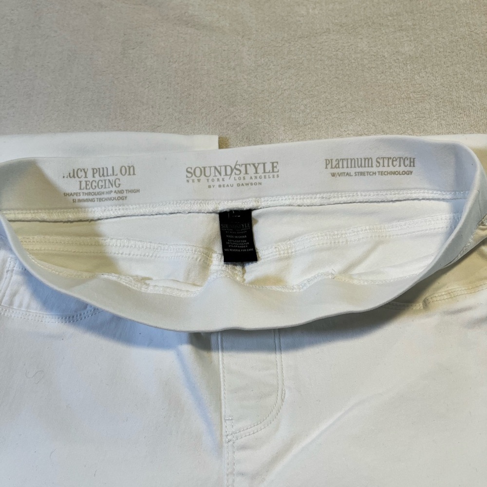🤍 SoundStyle Platinum Stretch Pull-On Leggings White Women’s Size M Slimming - Picture 3 of 7